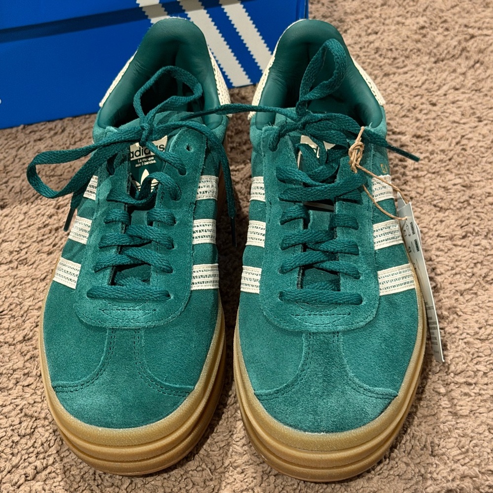 Adidas Platform Gazelle - Green & White